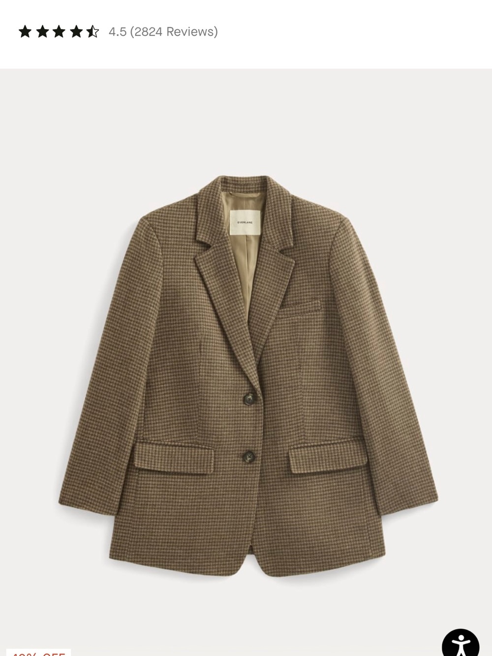 Everlane Oversized Wool Blazer in Brown Houndstooth - Picture 1 of 9